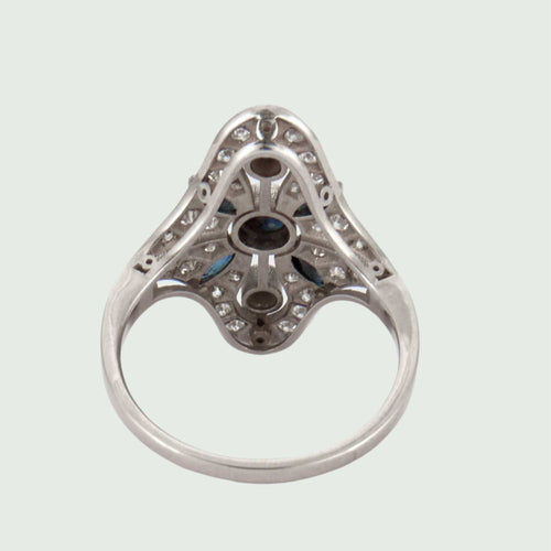 Bague BAGUE EN OR 18 KT DE STYLE ART DÉCO avec DIAMANTS et SAPHIRS 58 Facettes DF21