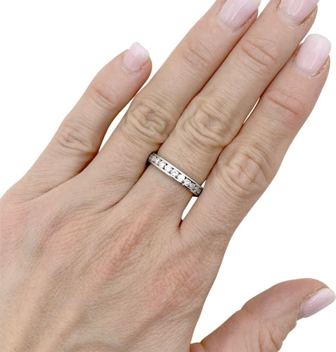 Bague 54 Alliance tour complet platine et diamants. 58 Facettes 35121
