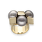 Bague 56 Bague Tank Moderne – Or Jaune 18k – 3 Perles Grises Mers du Sud 11.6 mm – Taille 56 58 Facettes FB10901
