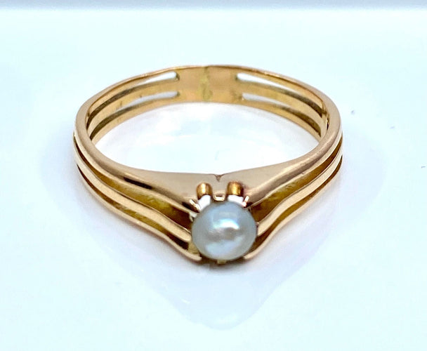 Bague 49 Bague en or rose perle fine vers 1900 58 Facettes AB663