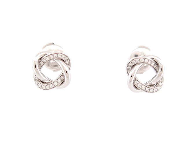 Boucles d'oreilles boucles d'oreilles POIRAY tresse or blanc 18k diamants puces s 58 Facettes 266253