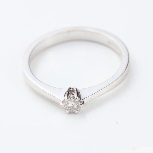 Bague 55 Bague solitaire en or blanc 18 carats et diamant de 0,12 carat 58 Facettes 130022
