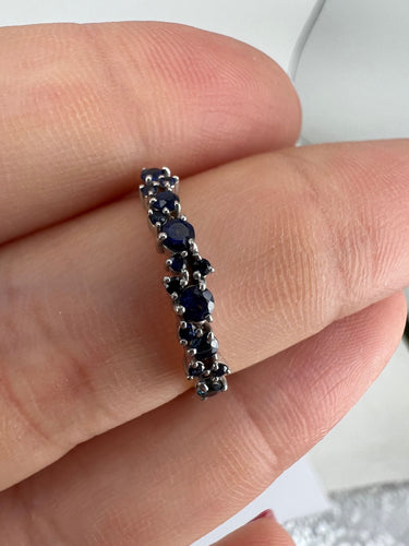 Bague 54 Bague fine demi alliance saphir bleu 58 Facettes ME-R-03