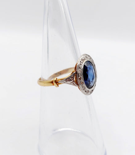 Bague 50 Bague pompadour art deco or rose 18k saphir et diamants taille rose (circa 1910) 58 Facettes A06152