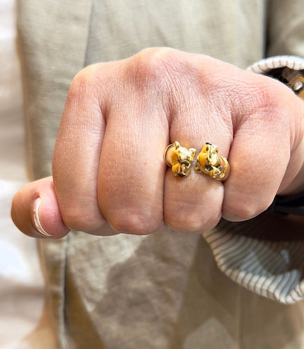 Bague Cartier - Bague Panthère or jaune émeraudes et onyx 58 Facettes