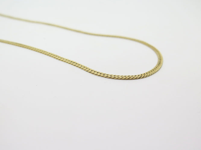 Collier Chaîne maille anglaise plate or jaune 14 carat 58 Facettes
