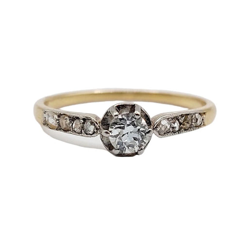 Bague 48 Bague solitaire art déco or jaune et diamants 58 Facettes A05660