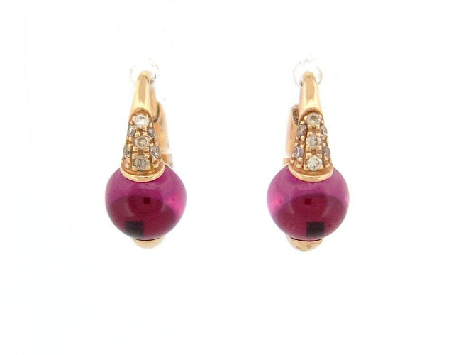 Boucles d'oreilles boucles d'oreilles POMELLATO m'ama non m'ama or rose grenat diamants 58 Facettes 266327