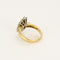 Bague navette en or jaune, or blanc et diamants