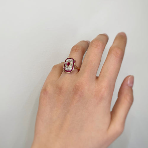 Bague 50 Bague - Or, Diamants, Rubis 58 Facettes 240394R