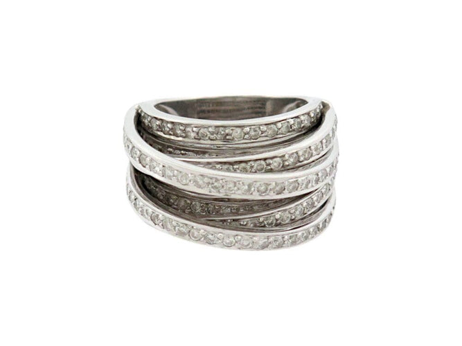 Bague 55 bague 5 rangs & 4 liens croises t55 en or blanc 18k 20gr 180 diamants 2.5ct 58 Facettes 268938