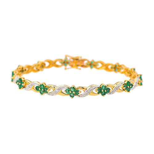 Bracelet Bracelet  Or jaune, Or blanc Emeraude, Diamant 58 Facettes 4292749CN
