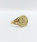 Bague 52 AUGIS - Bague médaille amour or jaune couronne de lauriers ornée de rubis et de diamant (circa 1958) 58 Facettes A04959
