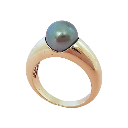 Bague 54.5 Bague or jaune Perle de Tahiti 58 Facettes AA 1680