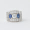 Bague 53 Bague Tank Art Déco Platine Saphirs Diamants 58 Facettes