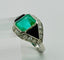 Bague 52 Bague Art Déco en platine ornée d'émeraudes, d'onyx et de diamants 58 Facettes 50306