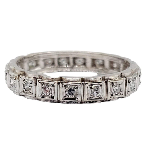 Bague 52 Alliance américaine or blanc 18k ornée de 0,38 carats de diamants taillés en brillants 58 Facettes A05015