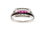 Bague 57 Bague Art Déco or blanc sertie de rubis de synthèse et de zirconiums 58 Facettes 22917