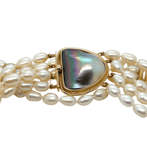 Collier Collier ras de cou or jaune et blanc - Perles de culture baroque 58 Facettes 1.0000711/2
