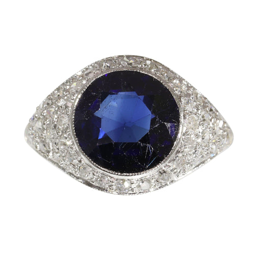 Bague 55 Bague saphir et diamant d'inspiration Art déco des années 1950 : une pièce audacieuse et affirmée 58 Facettes 24332-0063