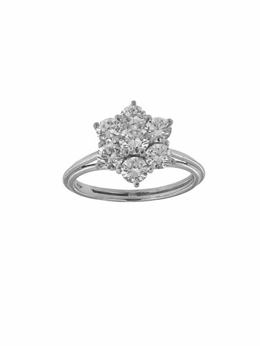 Bague 49 Bague marguerite en or blanc certifiée HRD avec diamants naturels de 1,10 carat 58 Facettes