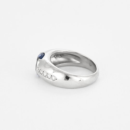 Bague 53 Bague en or gris, saphir et diamants 58 Facettes GU190