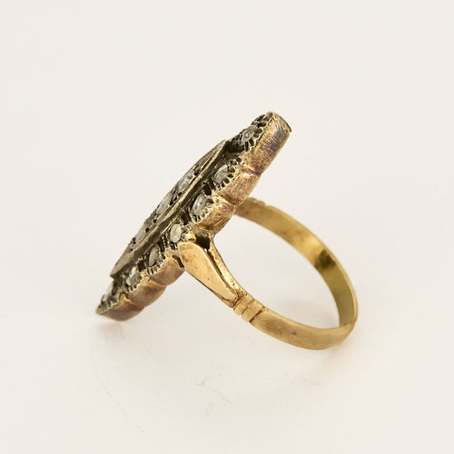 Bague 56,5 Bague ancienne en Or jaune, argent et diamants 58 Facettes ENG10890