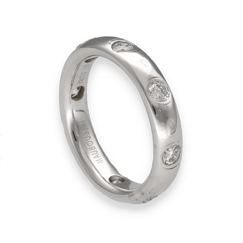 Bague Alliance Mauboussin en or gris 18K massif – 0,50 ct de diamants G-VS – Taille 52 – Vers 1980 58 Facettes