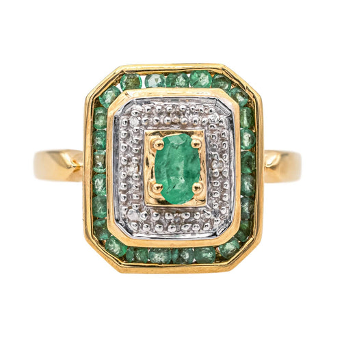 Bague 54 Bague Or jaune, Or blanc Emeraude, Diamant 58 Facettes 4098655RV