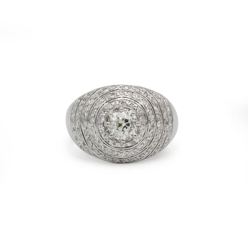 Bague 62 Bague Bombée - Platine & Diamants 58 Facettes 220488R