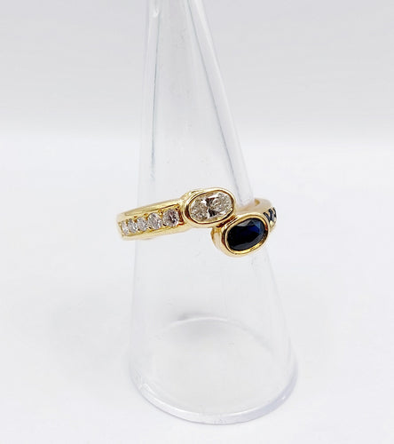 Bague 55.5 Bague toi et moi vintage or 18k diamant 0.35 carat et saphirs 58 Facettes A02998