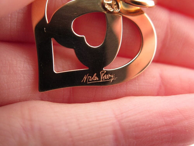 Collier collier O.J. PERRIN pendentif coeur legendes duo duo10-02b or 18k 58 Facettes 266786
