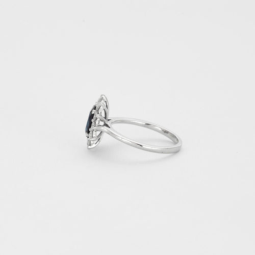 Bague Bague or blanc saphir et diamants 58 Facettes