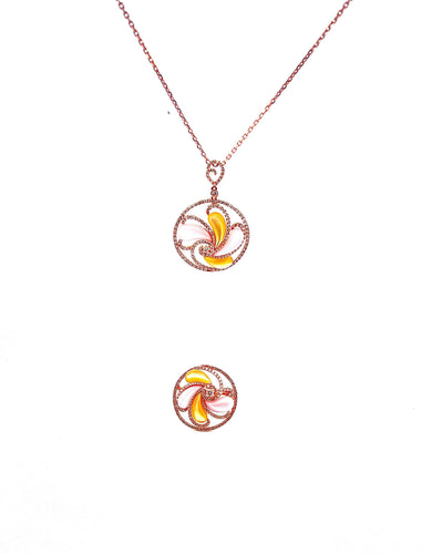 Collier Bague + collier en or rose 18 carats , pierres de lune et diamants 58 Facettes
