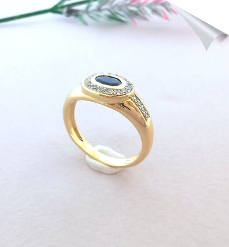 Bague 55.5 Bague Saphir Diamants Or Jaune 58 Facettes AA 1550