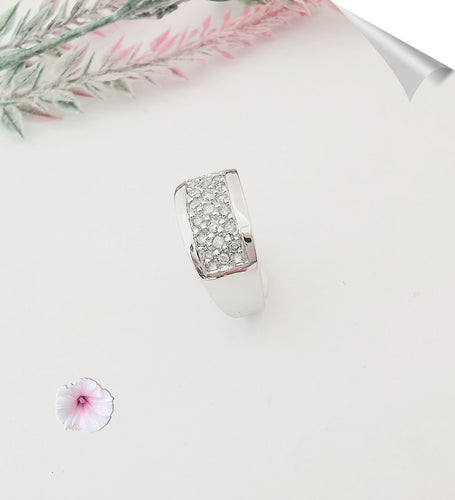 Bague 51.5 Bague Bandeau Diamants Or Blanc 58 Facettes AA 1519