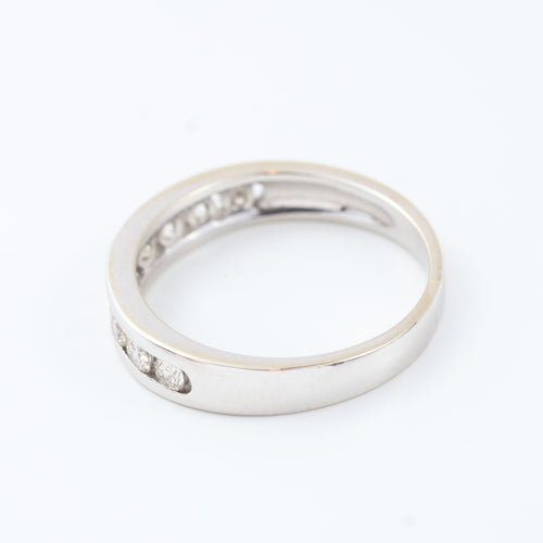 Bague 56 Alliance - Bague alliance en or blanc 18k et diamants 58 Facettes 130023