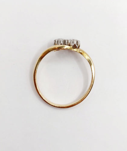 Bague 56 Bague toi et moi antique or 18k diamants et monture tourbillon (circa 1900) 58 Facettes A06310