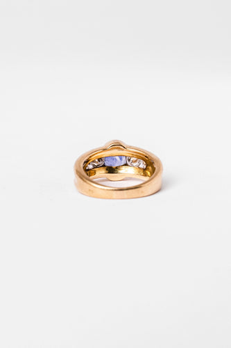 Bague Jonc en or jaune, saphir et diamants