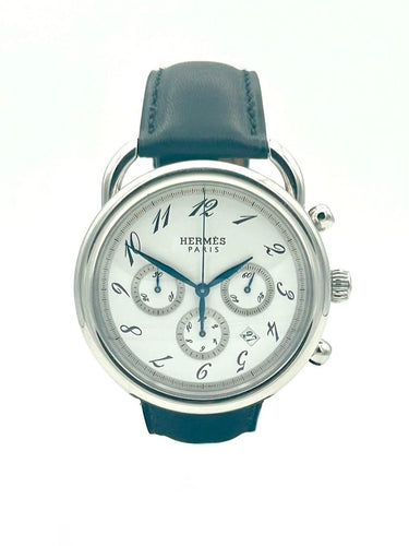 Montre HERMÈS. Montre Arceau chronographe acier 58 Facettes