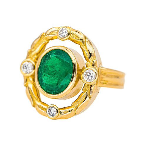 Bague 51 Bague Or jaune Emeraude, Diamant 58 Facettes 4354717CN