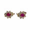 Boucles d'oreilles BOUCLES D'OREILLES ROSETTE EN OR CONTEMPORAINES 18 ct avec DIAMANTS et CENTRE RUBIS 58 Facettes Q245A