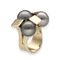 Bague 56 Bague Tank Moderne – Or Jaune 18k – 3 Perles Grises Mers du Sud 11.6 mm – Taille 56 58 Facettes FB10901