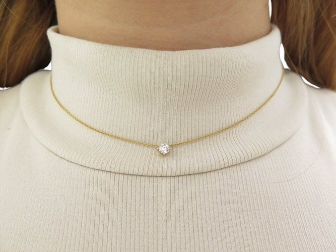 Collier collier pendentif solitaire 38-42cm diamant brillant 0.2ct or 1.7g 58 Facettes 268521