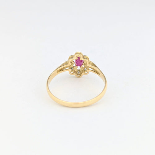 Bague 57.5 Marguerite en or jaune diamants et rubis 58 Facettes 31138