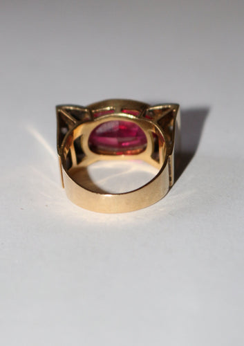 Bague 53.5 Bague Tank Or Jaune Et Platine, Saphir rose Verneuil Et Diamants 58 Facettes 581