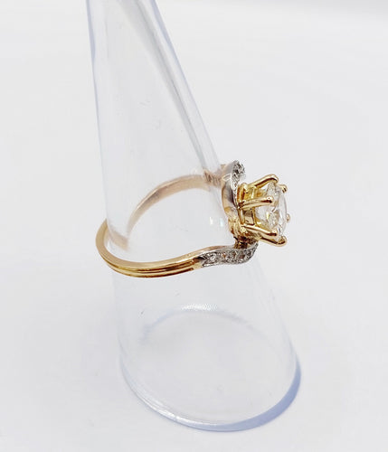 Bague 54.5 Bague tourbillon antique en or 18k et platine, diamant taille ancienne 1,35 ct 58 Facettes A06442