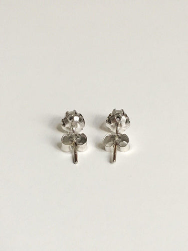 Boucles d'oreilles Puces d’oreilles serties de diamants taille rose en or blanc 18k 58 Facettes