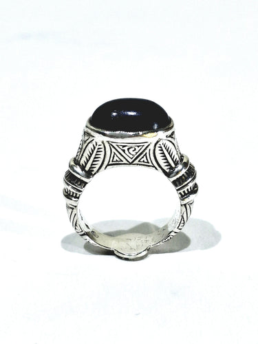 Bague 57 Bague cabochon lapis-lazuli en argent 925 58 Facettes