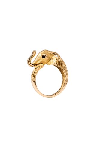 Bague 52.5 Bague JEAN ET PIERRE BELLIN Eléphant en or jaune et onyx 58 Facettes